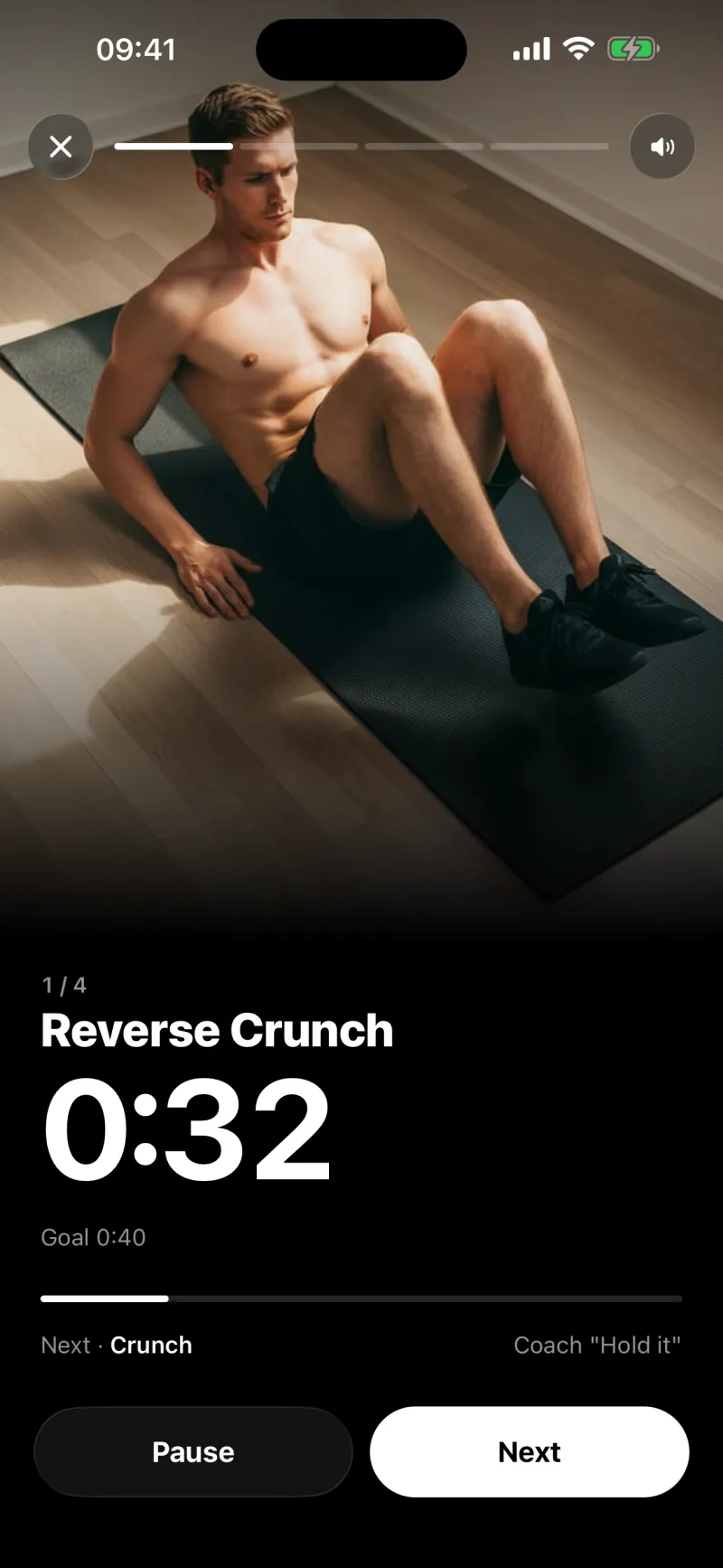 Workout screen