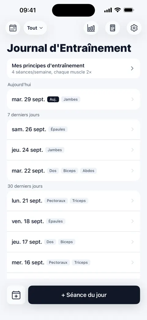 Accueil — séances par date